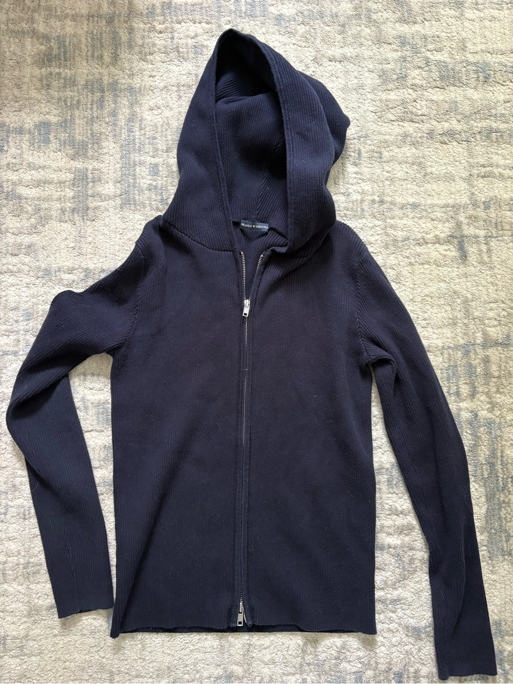 Brandy Melville Navy Zip-Up Hooded Sweater
